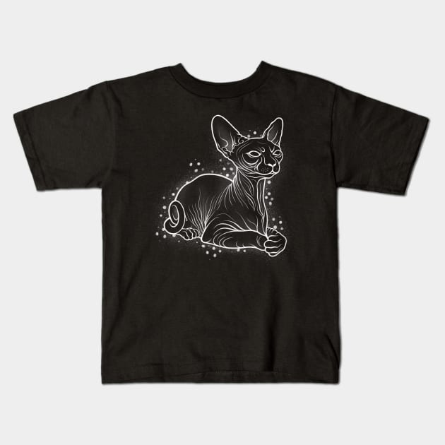 Black Sphynx Cat Kids T-Shirt by Constattoo